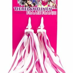 PexKids Fraaie Franje Stuurslingers - Streamers - Stuur Versiering 26 Cm Roze/Wit