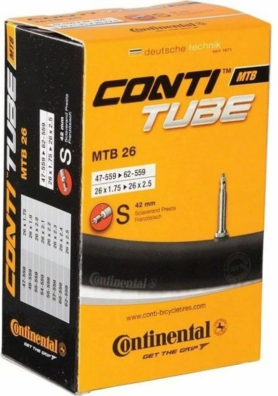Continental Binnenband Mtb 26 X1.75-2.50 (47/62-559) Fv 42 Mm Zwart 5 Continental Binnenband Mtb 26 X1.75-2.50 (47/62-559) Fv 42 Mm Zwart - Afbeelding 5